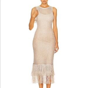 STAUD Constanza sparkle dress in beige